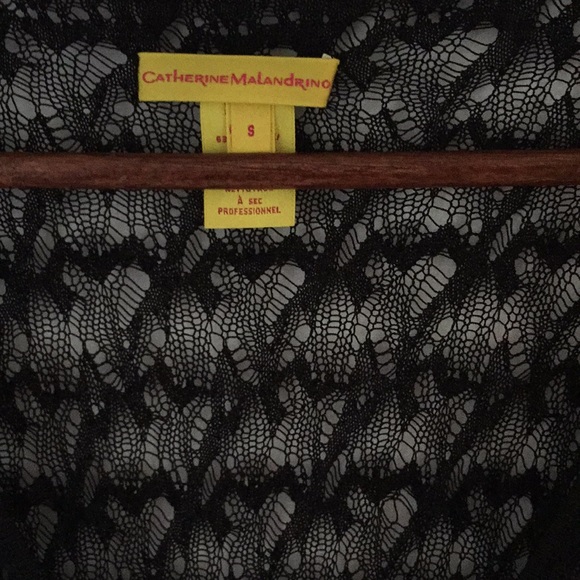 CATHERINE MALANDRINO black lace stretch dress S drop-waist - Picture 2 of 3